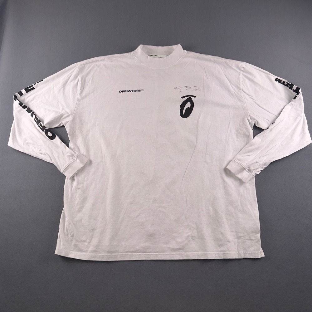 Off-White Split Arrow Mock Neck T-Shirt White OMAB032E19185010 Mens L